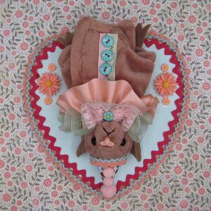 Valentine Plush Hanging Bat Faux Taxidermy Heart Plaque Plushie Upcycled Gallery